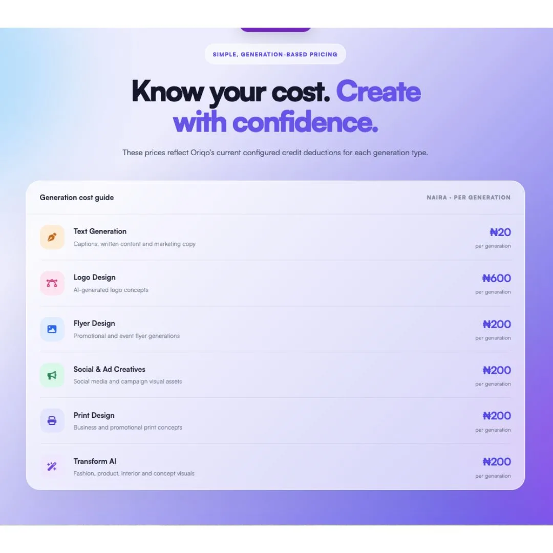 Oriqo Studios – AI-Powered Creative & Marketing Workspace project image 8