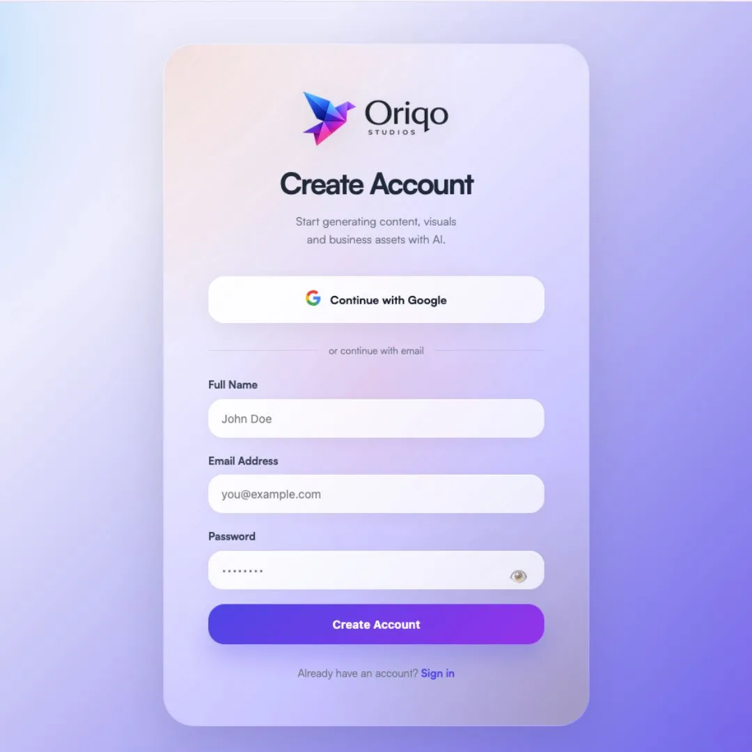 Oriqo Studios – AI-Powered Creative & Marketing Workspace project image 7